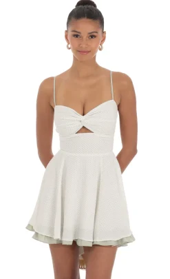 LUCY IN THE SKY Mini Dresses^Polka Dot Twist A-line Dress In White