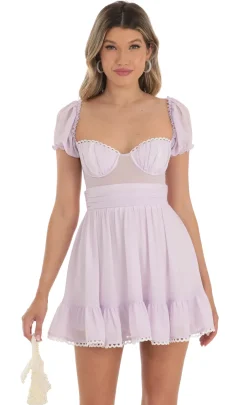 LUCY IN THE SKY Mini Dresses^Puff Sleeve Dress In Purple