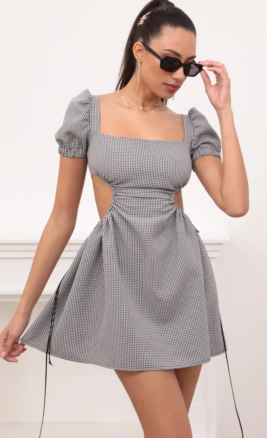 LUCY IN THE SKY Mini Dresses^Puff Sleeve In Gingham