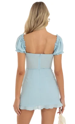 LUCY IN THE SKY Mini Dresses^Puff Sleeve Mini Dress In Blue