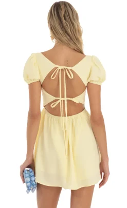 LUCY IN THE SKY Mini Dresses^Puff Sleeve Mini Dress In Yellow