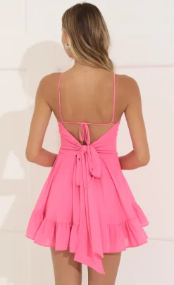 LUCY IN THE SKY Mini Dresses^Ramona Chelsea Chiffon Flare Dress In Pink
