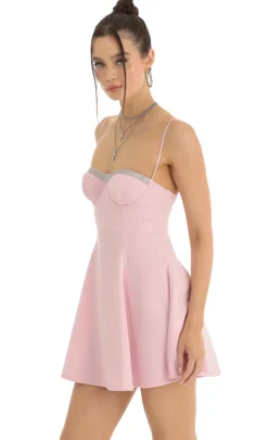 LUCY IN THE SKY Mini Dresses^Rhinestone A-Line Dress In Pink