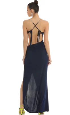 LUCY IN THE SKY Maxi Dresses^Rhinestone Cutout Maxi Dress In Navy