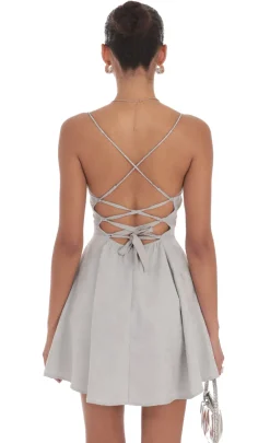 LUCY IN THE SKY Mini Dresses^Rhinestone Jacquard A-line Dress In Grey