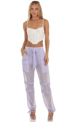 LUCY IN THE SKY Pants^Rhinestone Pants In Lilac