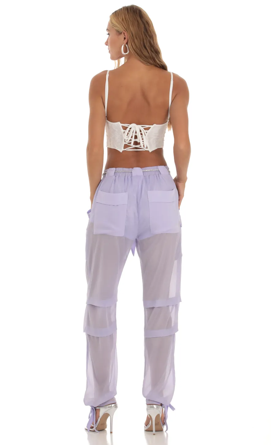 LUCY IN THE SKY Pants^Rhinestone Pants In Lilac