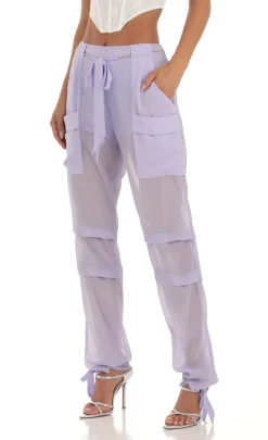 LUCY IN THE SKY Pants^Rhinestone Pants In Lilac