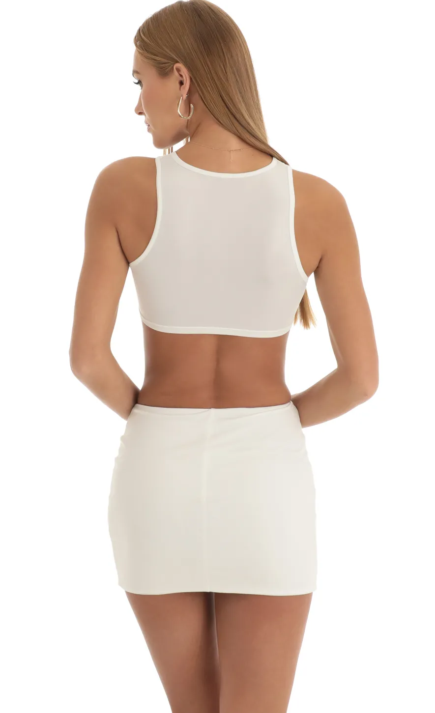 LUCY IN THE SKY Two-Piece Sets^Rhinestone Reverse Sweetheart Two Piece Skirt Set In Cream
