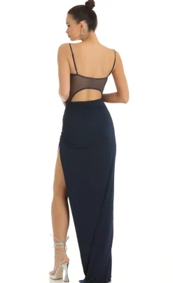 LUCY IN THE SKY Maxi Dresses^Rhinestone Strap Maxi Dress In Navy