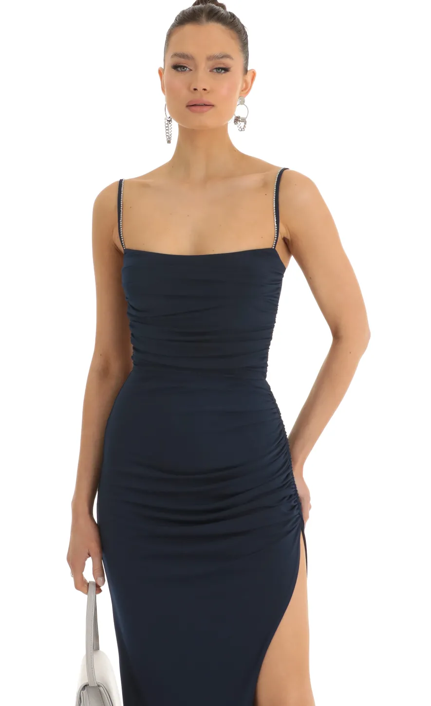 LUCY IN THE SKY Maxi Dresses^Rhinestone Strap Maxi Dress In Navy