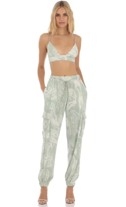 LUCY IN THE SKY Two-Piece Sets|Pants^Rhinestone Two Piece Set In Green Swirl