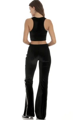 LUCY IN THE SKY Two-Piece Sets|Pants^Rhinestone VelvetTwo Piece Set In Black
