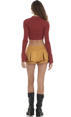 LUCY IN THE SKY Tops^Ribbed Collared Top In Maroon