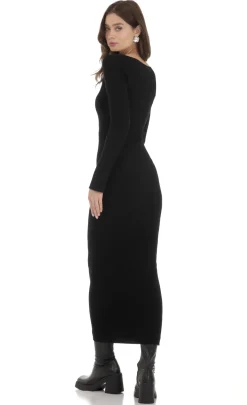 LUCY IN THE SKY Maxi Dresses^Ribbed Cutout Dress In Black