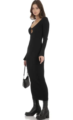 LUCY IN THE SKY Maxi Dresses^Ribbed Cutout Dress In Black