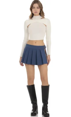 LUCY IN THE SKY Tops^Ribbed Cutout Mock Neck Top In Ivory