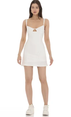 LUCY IN THE SKY Mini Dresses^Ribbed Keyhole Dress In White