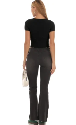 LUCY IN THE SKY Tops^Ribbed Knit Top In Black