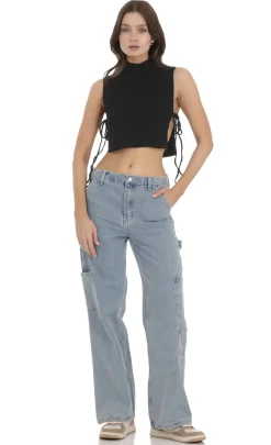 LUCY IN THE SKY Tops^Ribbed Mock Neck Top In Black