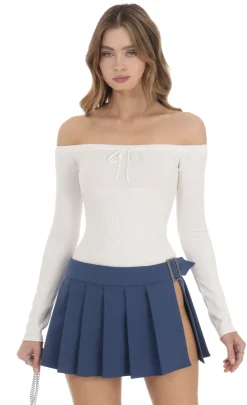 LUCY IN THE SKY Tops^Ribbed Off Shoulder Top In White