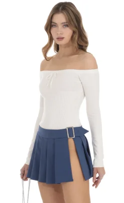 LUCY IN THE SKY Tops^Ribbed Off Shoulder Top In White
