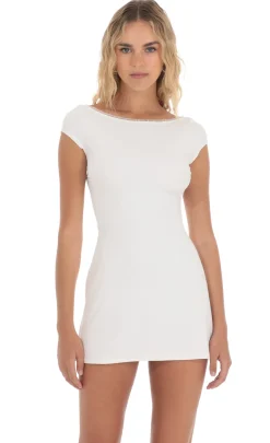 LUCY IN THE SKY Mini Dresses^Ribbed Open Back Bodycon Dress In White