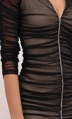LUCY IN THE SKY Mini Dresses^Rouched Dress In Black