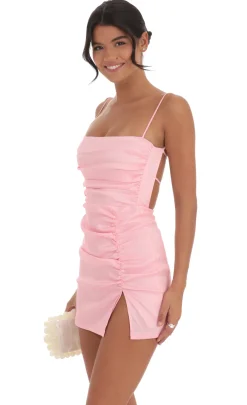 LUCY IN THE SKY Mini Dresses^Ruched Bodycon Dress In Pink