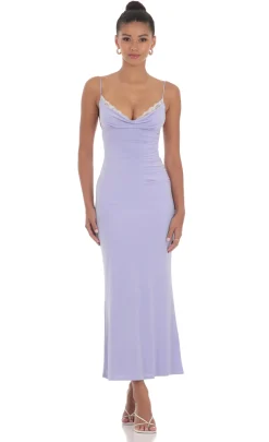 LUCY IN THE SKY Maxi Dresses^Ruched Cowl Neck Maxi Dress In Periwinkle