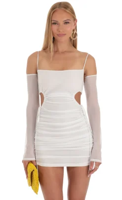 LUCY IN THE SKY Mini Dresses^Ruched Cut Out Dress In White