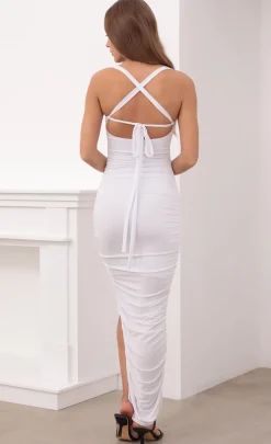 LUCY IN THE SKY Maxi Dresses^Ruched Cutout Maxi In White