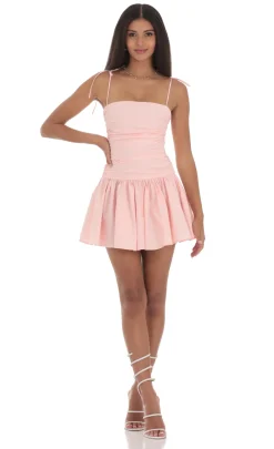 LUCY IN THE SKY Mini Dresses^Ruched Fit And Flare Dress In Pink