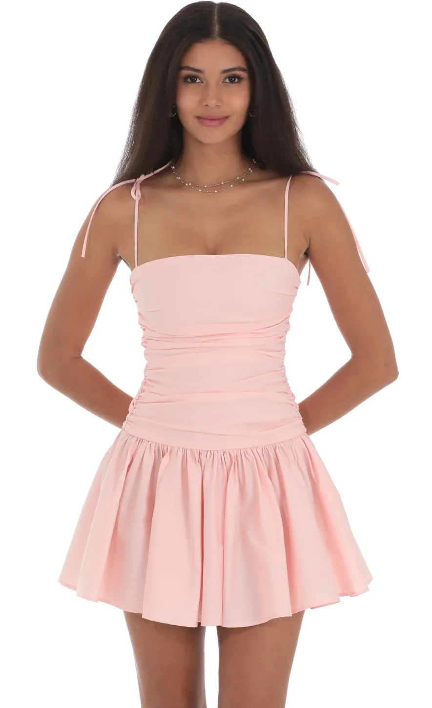 LUCY IN THE SKY Mini Dresses^Ruched Fit And Flare Dress In Pink
