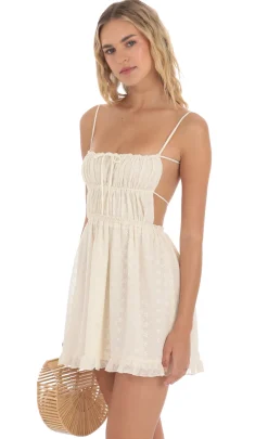 LUCY IN THE SKY Mini Dresses^Ruched Floral Open Back Dress In Cream