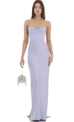 LUCY IN THE SKY Maxi Dresses^Ruched Maxi Dress In Blue