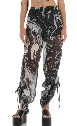 LUCY IN THE SKY Two-Piece Sets|Pants^Ruched Pant Set In Black Swirl