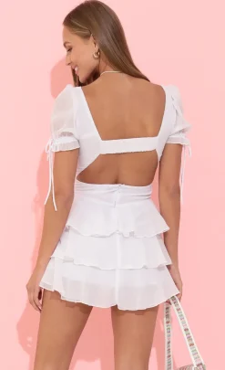 LUCY IN THE SKY Mini Dresses^Ruffle Corset Dress In White