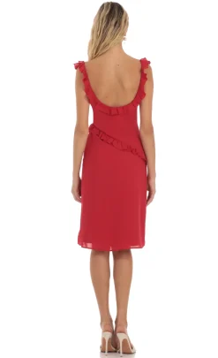 LUCY IN THE SKY Mini Dresses^Ruffle Dress In Red