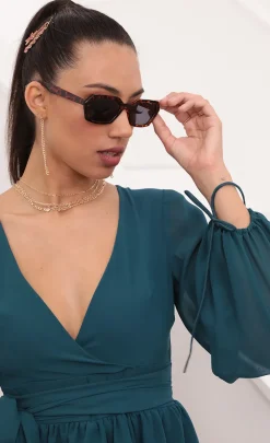LUCY IN THE SKY Mini Dresses^Ruffled Romper In Hunter Green Chiffon