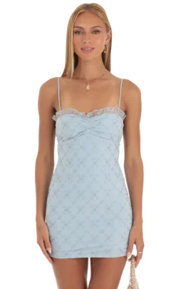 LUCY IN THE SKY Mini Dresses^Ruffle Floral Dress In Sky Blue