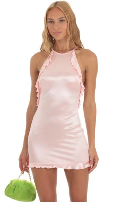 LUCY IN THE SKY Mini Dresses^Ruffle Halter Dress In Pink
