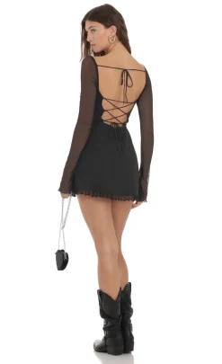 LUCY IN THE SKY Mini Dresses^Ruffle Long Sleeve Dress In Black