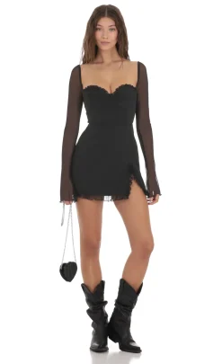 LUCY IN THE SKY Mini Dresses^Ruffle Long Sleeve Dress In Black