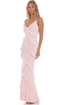 LUCY IN THE SKY Maxi Dresses^Ruffle Maxi Dress In Pink