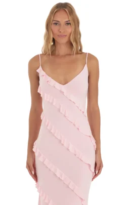 LUCY IN THE SKY Maxi Dresses^Ruffle Maxi Dress In Pink