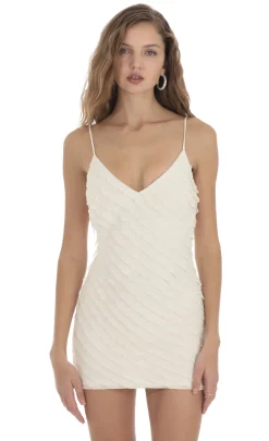 LUCY IN THE SKY Mini Dresses^Ruffle Open Back Dress In Ivory