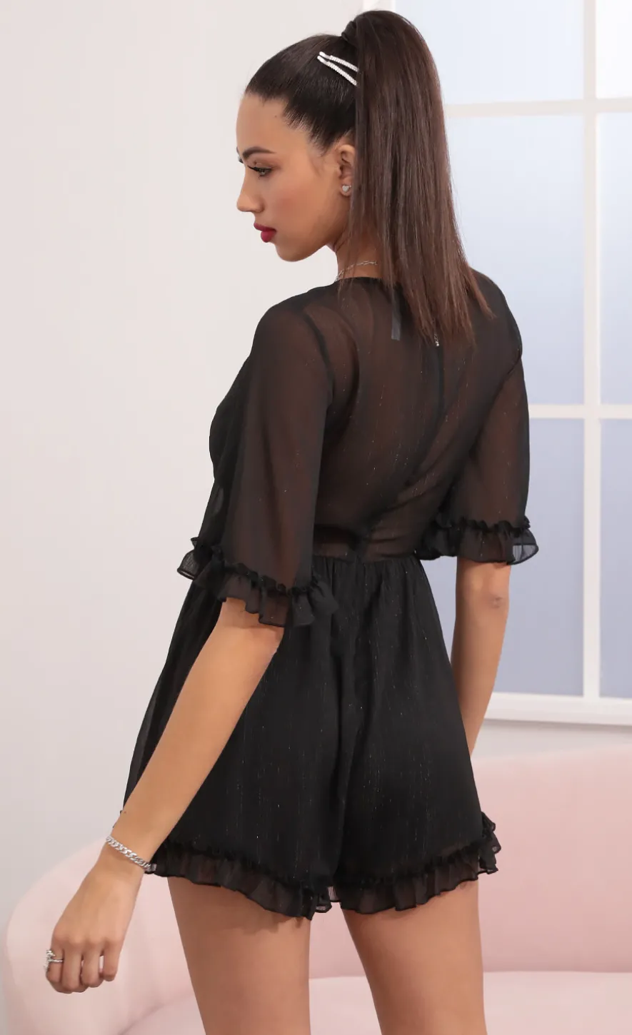 LUCY IN THE SKY Rompers^Ruffle Romper In Black