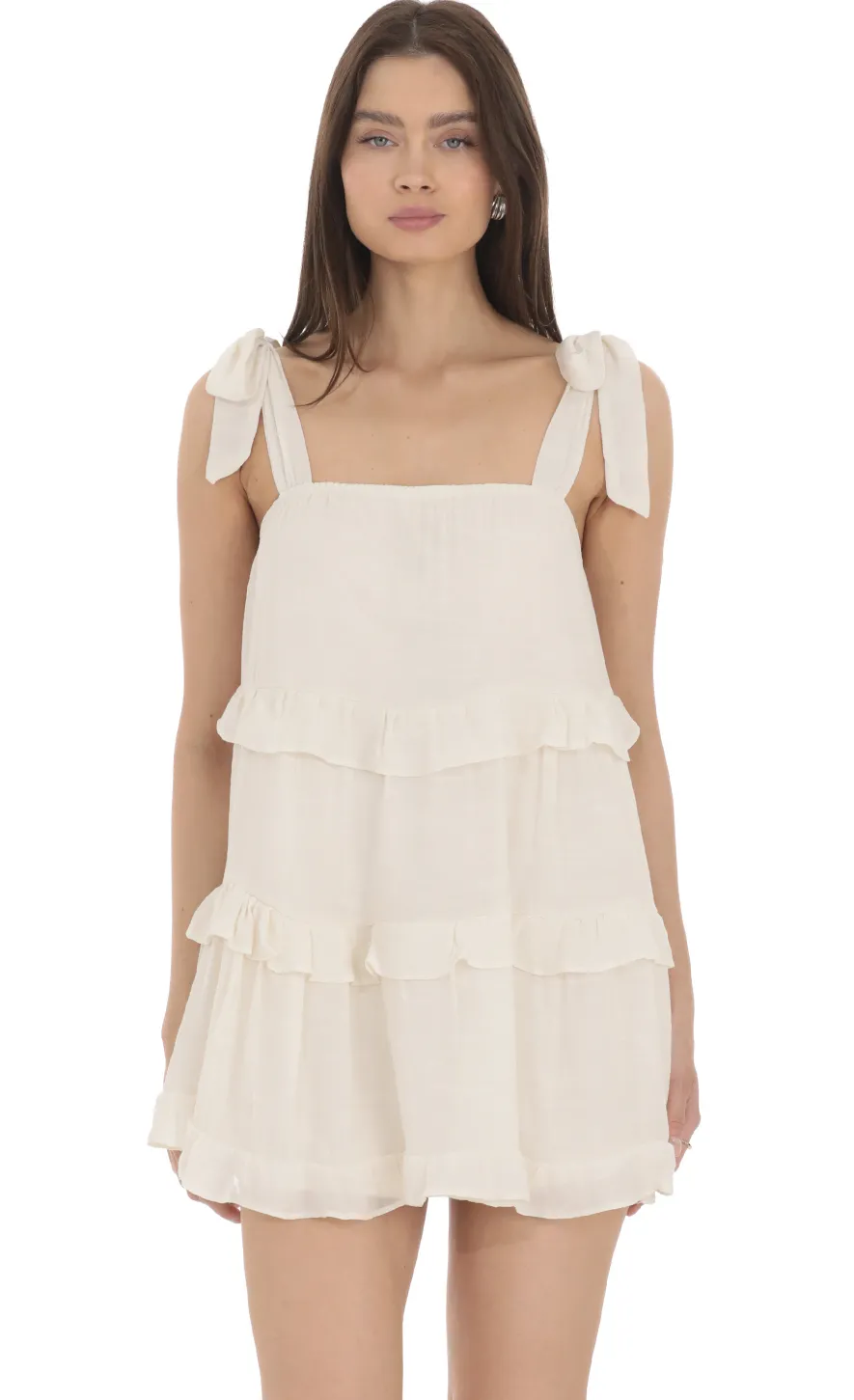 LUCY IN THE SKY Mini Dresses^Ruffle Shift Dress In Cream