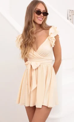 LUCY IN THE SKY Mini Dresses^Ruffle Sleeve Dress In Desert